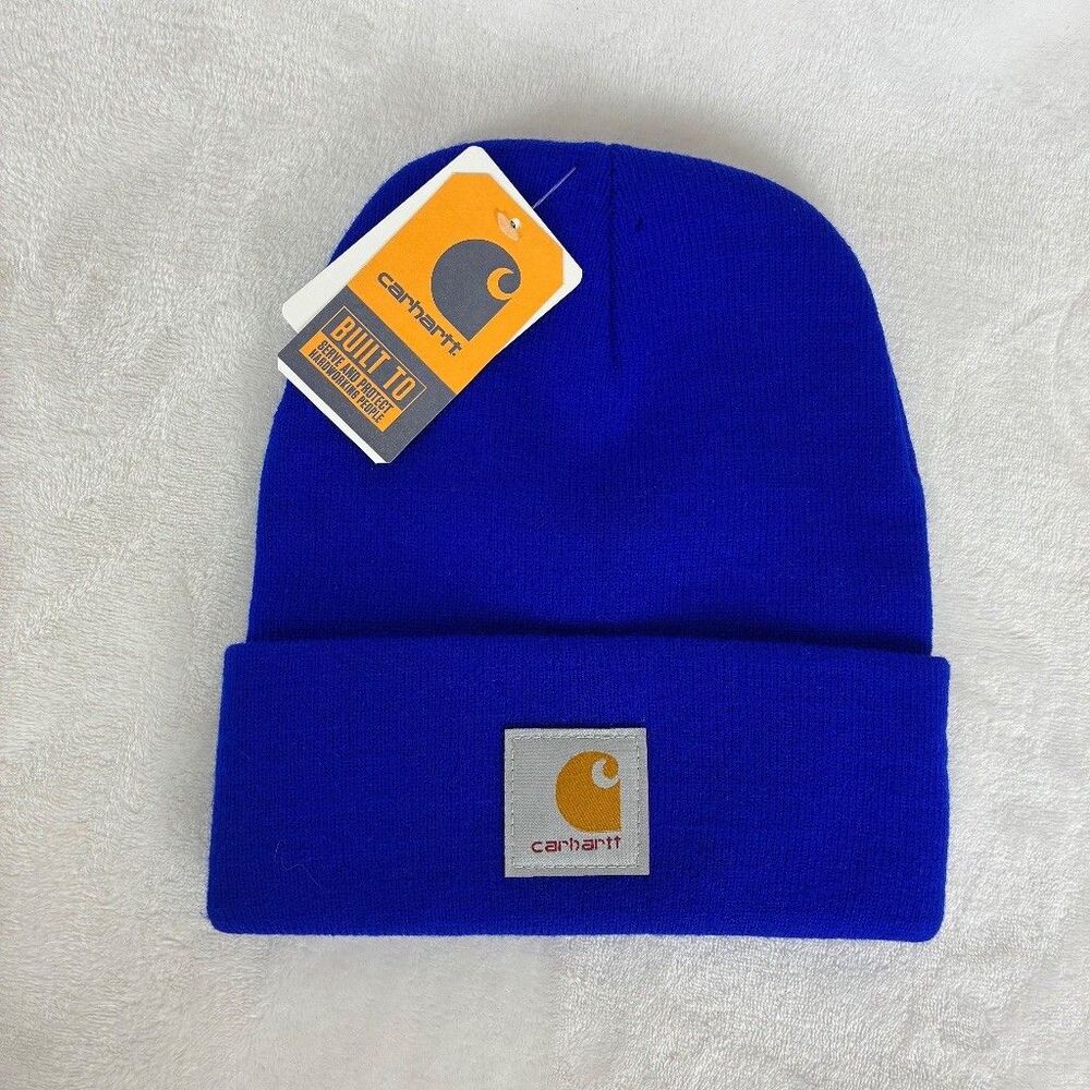 Carhartt Beanie One Size Royal Blue Cuffed Workwear Gorpcore Winter NWT FLAW